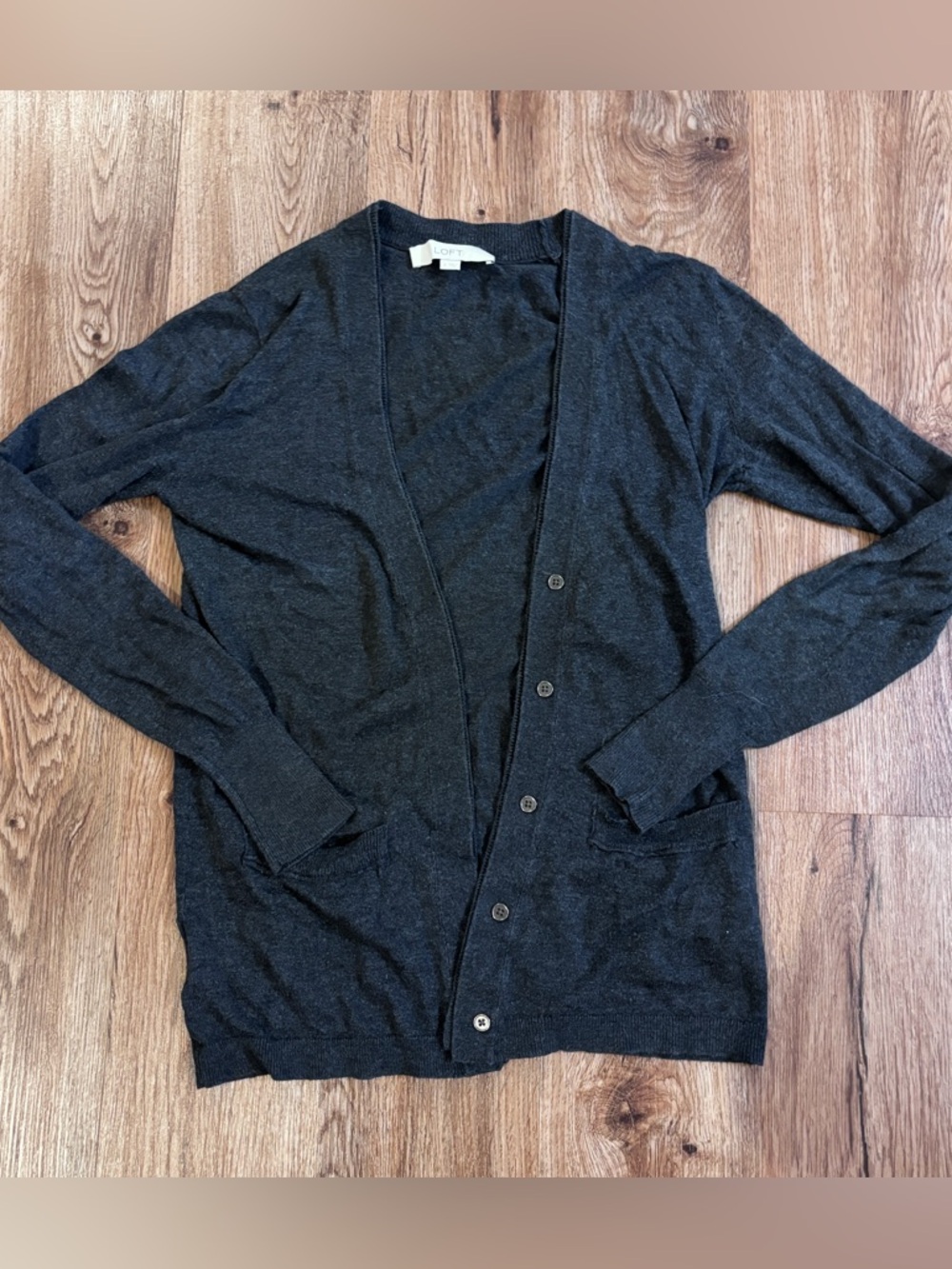 LOFT Grey Button Up Cardigan